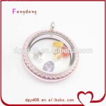 Popular Pink color lockets wholesale glass lockets Fashionable Jewelry